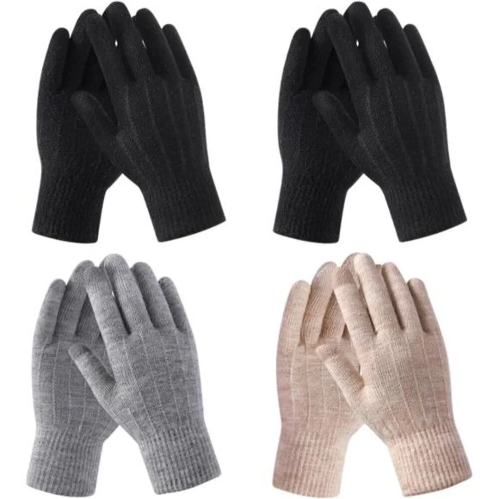 4 Pairs Winter Gloves Women Men Cold Weather Valentines